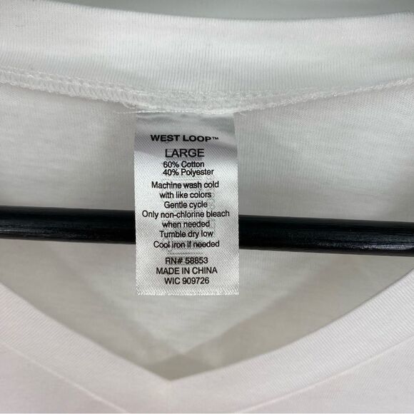 West Loop Women’s V Neck Short Sleeve White Basic Tee size L - Picture 2 of 4